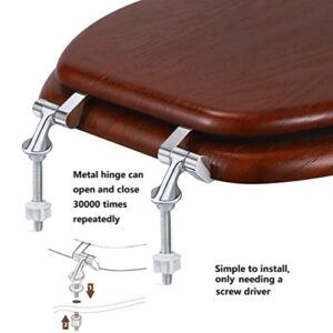 Wood Toilet Seat Round, Wooden Toilet Seats for Standard Toilets, Round Toilet Seats with Metal Hinge, Easy to Install