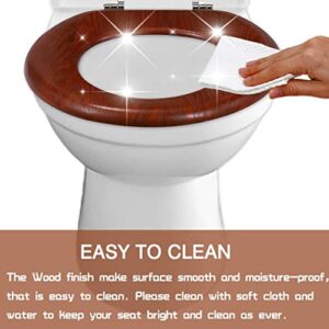 Wood Toilet Seat Round, Wooden Toilet Seats for Standard Toilets, Round Toilet Seats with Metal Hinge, Easy to Install