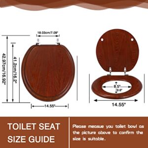 Wood Toilet Seat Round, Wooden Toilet Seats for Standard Toilets, Round Toilet Seats with Metal Hinge, Easy to Install