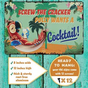 Tiki Bar Decor 3PC Set, Fun Tiki Bar Signs for Your Tiki Bar, 8" x 12", Ready to Hang with 12 Screws included, Tiki Bar Decorations, Tiki Bar Accessories, Tiki Decorations Outdoor