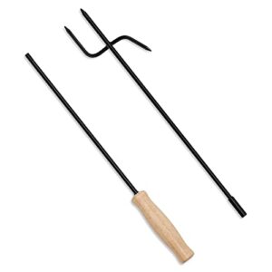 SAN LIKE Fire Pit Poker for Fireplace Outdoor - 32'' Wrought Iron Firepit Stoker Stick for Camping Campfire - Ideal Size Easy Assembly