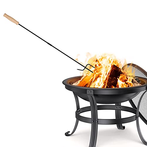 SAN LIKE Fire Pit Poker for Fireplace Outdoor - 32'' Wrought Iron Firepit Stoker Stick for Camping Campfire - Ideal Size Easy Assembly