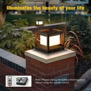 MVBT Solar Post Cap Light, Modern Outdoor Fence Deck Column Cap Lamp Lantern 3000K Landscape Lighting for Flat Surface Patio Posts Garden Decoration IP65 Waterproof（‎7.1"x7.1"x6.5"）