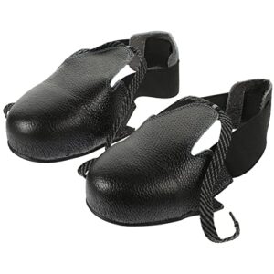 Steel Toe Cap Safety Shoe Covers, Universal Steel Toe Leather Overshoes Workplace with Adjustable Strap, Unisex Safety Footwear Toe Leather Protector Attachment Size EUR 36-46