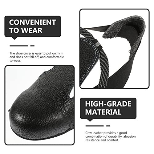 Steel Toe Cap Safety Shoe Covers, Universal Steel Toe Leather Overshoes Workplace with Adjustable Strap, Unisex Safety Footwear Toe Leather Protector Attachment Size EUR 36-46