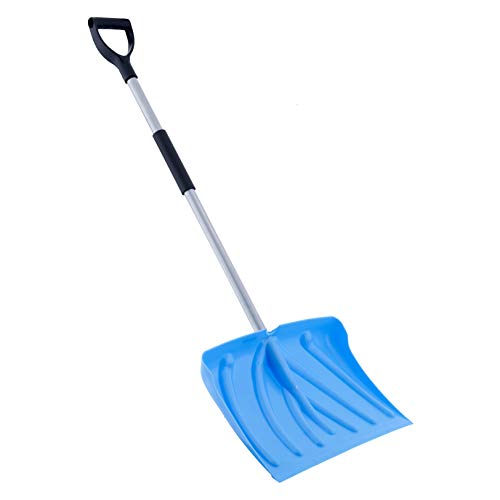 Superio Plastic Snow Shovel 18" Wide Snow Shovel for Driveway Heavy Duty Snow Shovel Snow Removal Snow Pusher Shovel with 51" Metal Handle (Blue, 2 Pack)