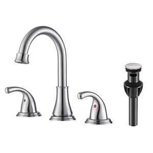 2 handle 3-hole bathroom sink faucet fransiton bathroom faucet with pop up drain and cupc faucet supply hoses 8 inch bathroom faucet, brushed nickel bathroom faucet