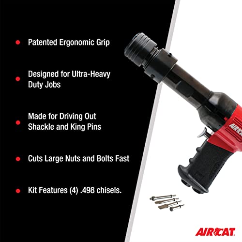 AIRCAT Pneumatic Tools 5300-B: Super Duty 0.498-Inch Shank Air Hammer 1,700 BPM - Kit with 4 Chisels