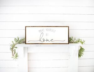 10x20 inches, guest room decor - entryway decor - make yourself at home sign - make yourself at home sign - guest room sign - be our guest sign - guest room - guest room wall decor