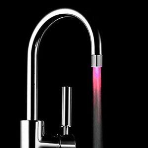 GserGdK Romantic 7 Color Change LED Water Faucet Light Shower Glow Head for Bath Kitchen Home Bathroom, Temperature Sensor Kitchen Light Water Tap Faucet Shower Head Water Bath Home