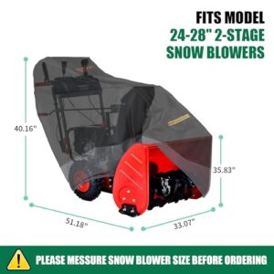 Snow Thrower Cover, Heavy Duty 600D Oxford Fabric Snow Blower Cover All Weather Premium Waterproof Dustproof UV Protection Fit Most Electric Two-Stage Snow Blowers (51.2"L x 33.1"W x 40.2"H)