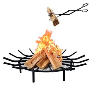fire pit grate, woueniut 28" portable outdoor wheel wood burning pit bonfire pit firewood grate for cooking camping heating backyard fireplace patio