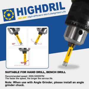HIGHDRIL Dry Diamond Drill Bits,2pcs 8mm 5/16" with Hex-Shank Diamond-Hole-Saw for Granite Marble Porcelain Ceramic-Tile Drill Bits