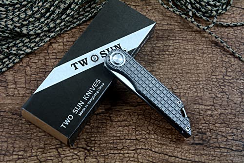 twosun TWOSUN Pocket Knife M390 Blade Flipper TC4 Titanium Handle TS308