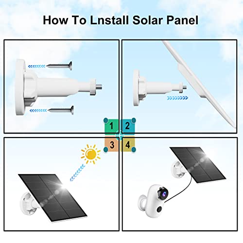 Solar Panel 5V 5W for Wireless Outdoor Security Camera Compatible with Rechargeable Battery Powered Surveillance Cam, 9.8 Ft Charging Cable, 5V Micro USB Port and Type C Port