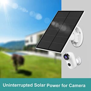 Solar Panel 5V 5W for Wireless Outdoor Security Camera Compatible with Rechargeable Battery Powered Surveillance Cam, 9.8 Ft Charging Cable, 5V Micro USB Port and Type C Port