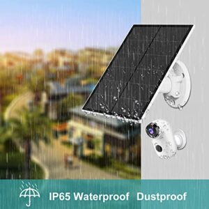 Solar Panel 5V 5W for Wireless Outdoor Security Camera Compatible with Rechargeable Battery Powered Surveillance Cam, 9.8 Ft Charging Cable, 5V Micro USB Port and Type C Port