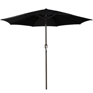 blissun 9' outdoor patio umbrella, outdoor table umbrella, yard umbrella, market umbrella with 8 sturdy ribs, push button tilt and crank (black)