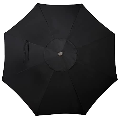 Blissun 9' Outdoor Patio Umbrella, Outdoor Table Umbrella, Yard Umbrella, Market Umbrella with 8 Sturdy Ribs, Push Button Tilt and Crank (Black)