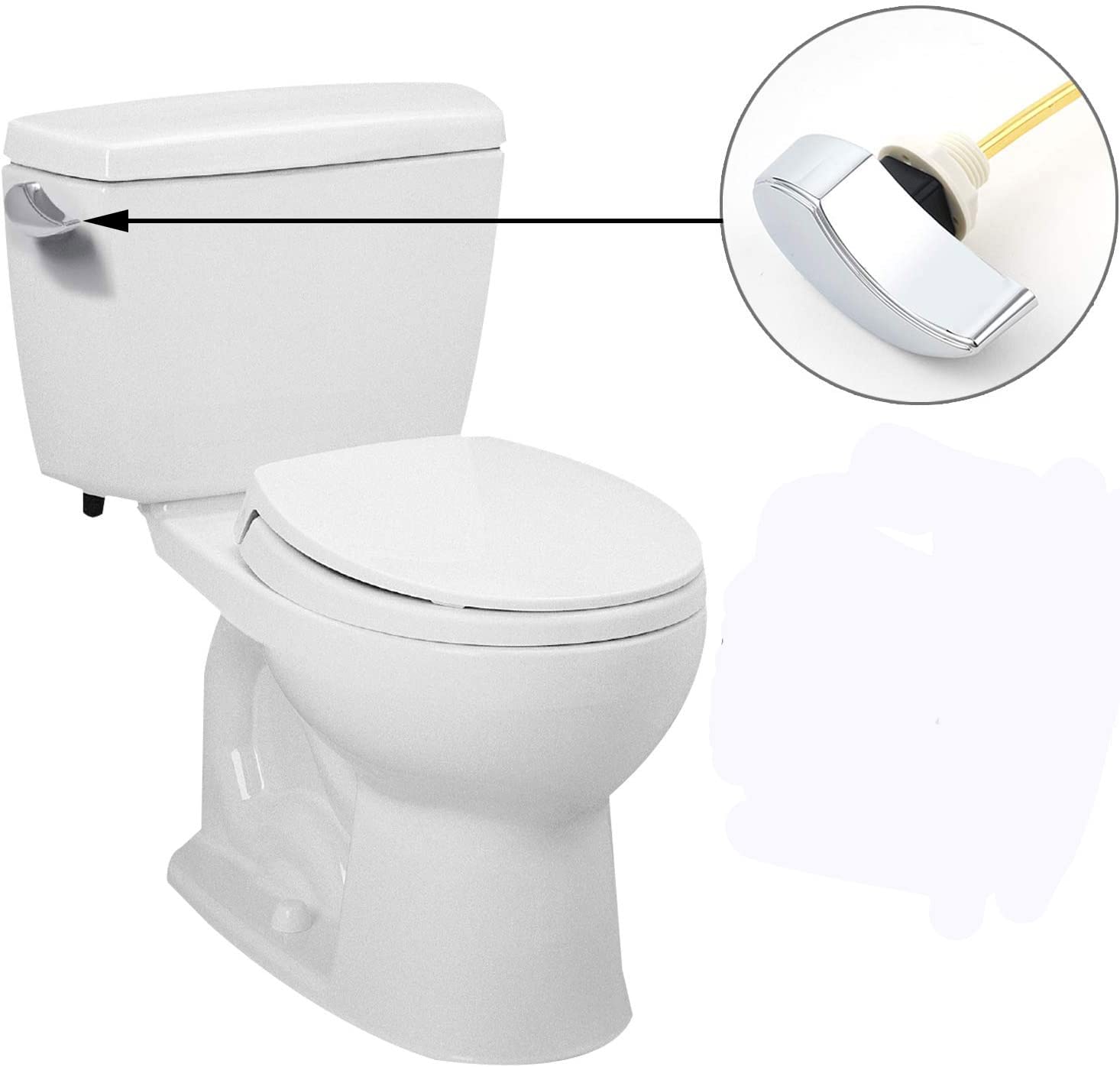 wLuckyCL Toilet Tank Flush Lever Replacement for TOTO Solid Side Mount Toilet Flush Lever