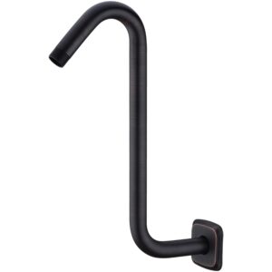 angled shower arm with flange s shaped rainfall shower head riser pipe, 12 inch stainless steel gooseneck extender arm with 9 inch high rise, wall mounted,oil rubbed bronze
