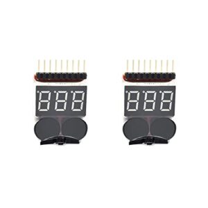 battery tester monitors low-voltage buzzer alarm voltage detector, suitable for model airplane lithium battery tester/power display/over-discharge protector 1-8s lithium-ion battery voltage tester