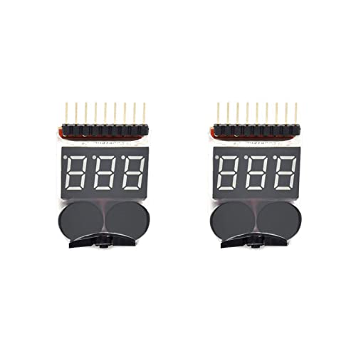 Battery Tester Monitors Low-Voltage Buzzer Alarm Voltage Detector, Suitable for Model Airplane Lithium Battery Tester/Power Display/Over-Discharge Protector 1-8s Lithium-ion Battery Voltage Tester