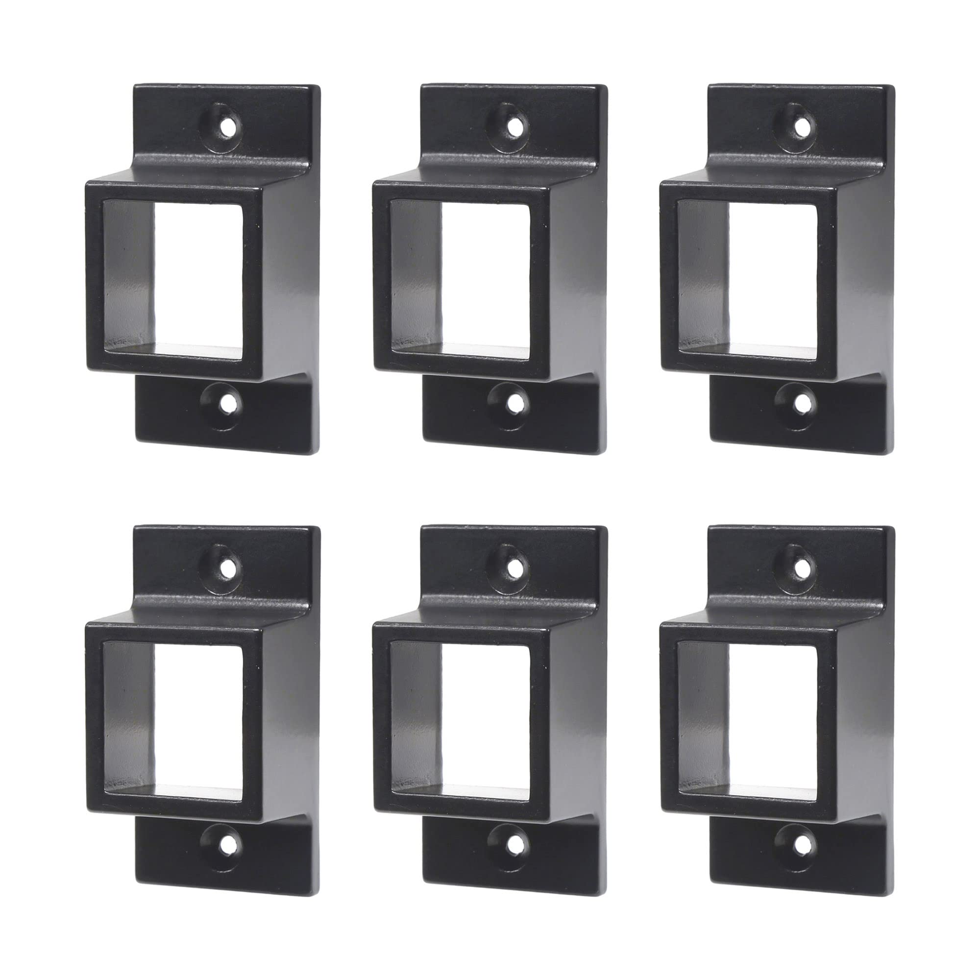 Plum Fittings Aluminum Fence Standard Wall Mount 1" x 1" for Rails - Residential Rail Mounts | Black | Pack of 6