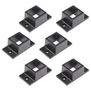 Plum Fittings Aluminum Fence Standard Wall Mount 1" x 1" for Rails - Residential Rail Mounts | Black | Pack of 6