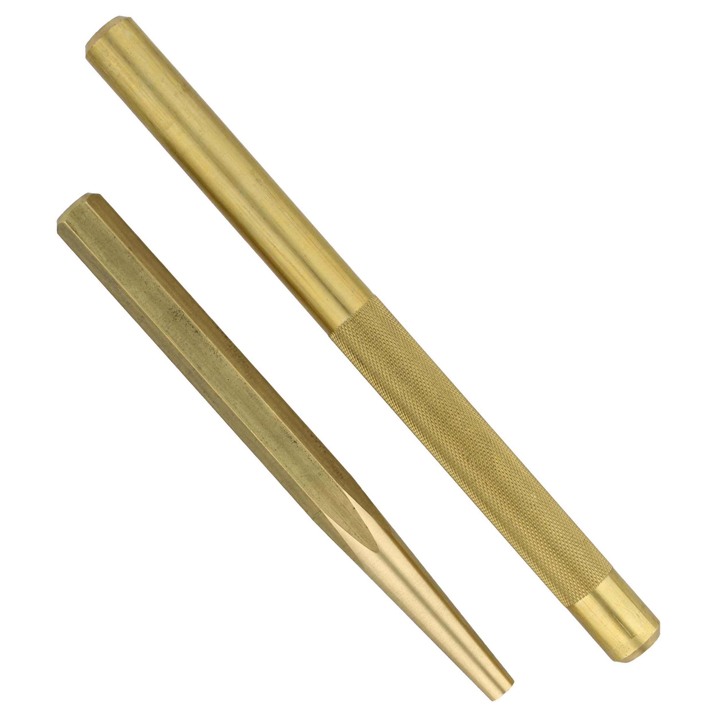 ABN Brass Punch Set - 2 Piece Brass Drift Pin Punch Set - Mechanic’s Non-Marring Chisel Punches for Vehicles