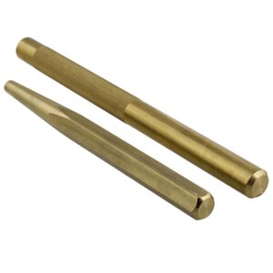 ABN Brass Punch Set - 2 Piece Brass Drift Pin Punch Set - Mechanic’s Non-Marring Chisel Punches for Vehicles