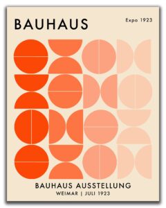 bauhaus mid century modern wall art - 11x14" unframed print - abstract, minimal wall decor - exhibition poster replication (orange)