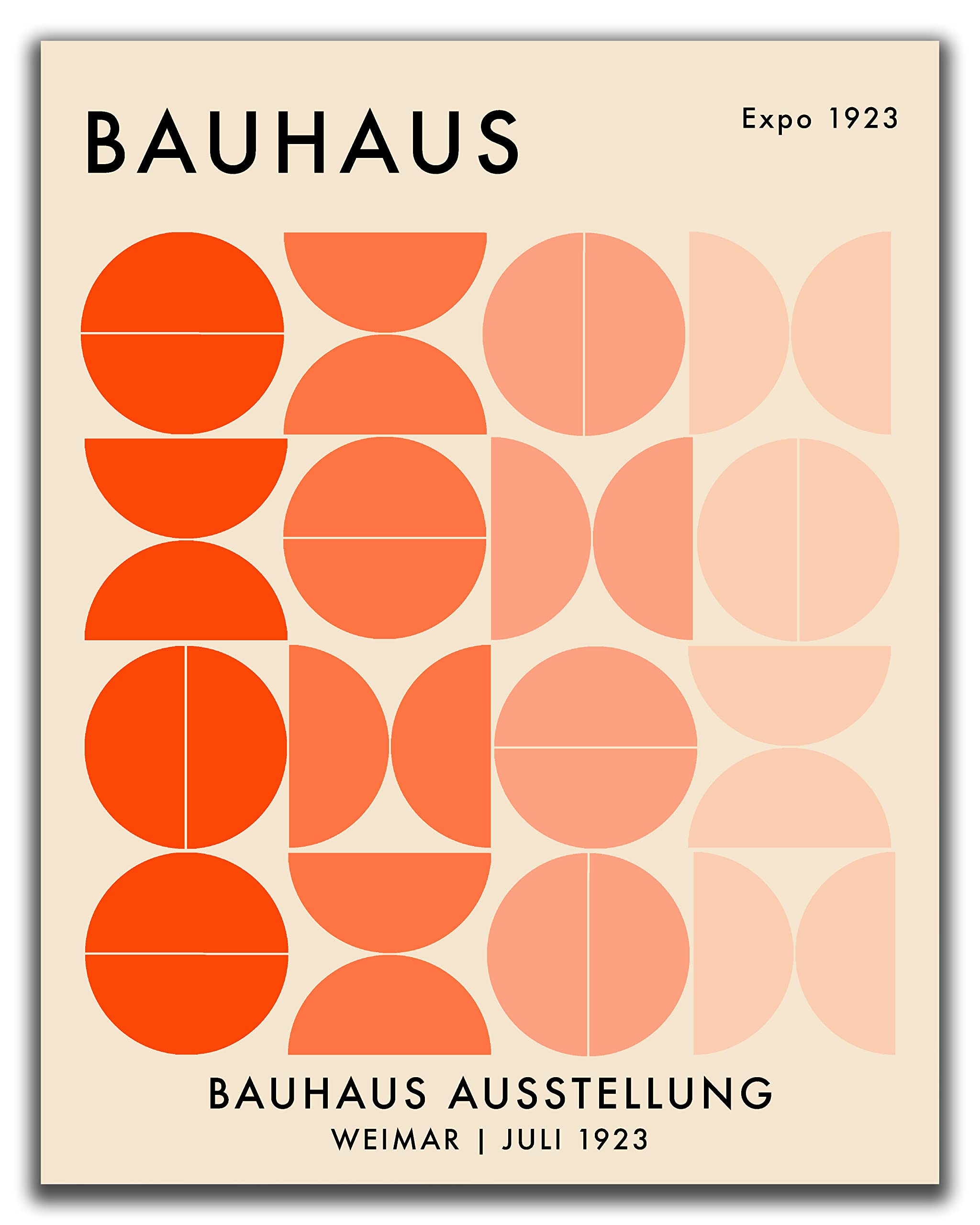 Bauhaus Mid Century Modern Wall Art - 11x14" UNFRAMED Print - Abstract, Minimal Wall Decor - Exhibition Poster Replication (Orange)