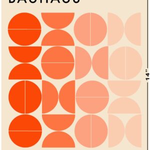 Bauhaus Mid Century Modern Wall Art - 11x14" UNFRAMED Print - Abstract, Minimal Wall Decor - Exhibition Poster Replication (Orange)