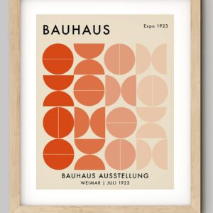 Bauhaus Mid Century Modern Wall Art - 11x14" UNFRAMED Print - Abstract, Minimal Wall Decor - Exhibition Poster Replication (Orange)