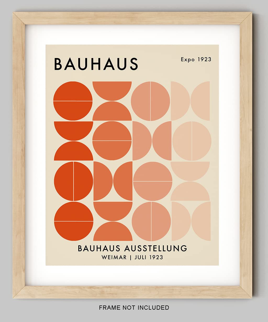 Bauhaus Mid Century Modern Wall Art - 11x14" UNFRAMED Print - Abstract, Minimal Wall Decor - Exhibition Poster Replication (Orange)