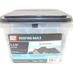 Grip Rite 112EGRFG10BK 1-1/2-inch Electro Galvanized Smooth Shank Bulk Roof Nails, 10lbs.