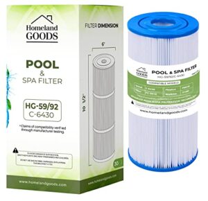 homeland goods c-6430 spa filter replaces 31489, pwk30, filbur fc-3915, p/n0969601, 71825, 73178, 73250, 30 sq. ft. hot spring spa filter pack of (1)