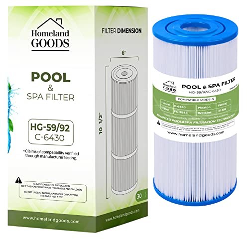 Homeland Goods C-6430 Spa Filter Replaces 31489, PWK30, Filbur FC-3915, P/N0969601, 71825, 73178, 73250, 30 sq. ft. Hot Spring Spa Filter Pack of (1)