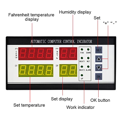 Fahrenheit Temperature Controller Thermostat AC 100V ~ 240V Full Automatic Control System Egg Incubator Machine with Temperature Humidity Sensor Probe