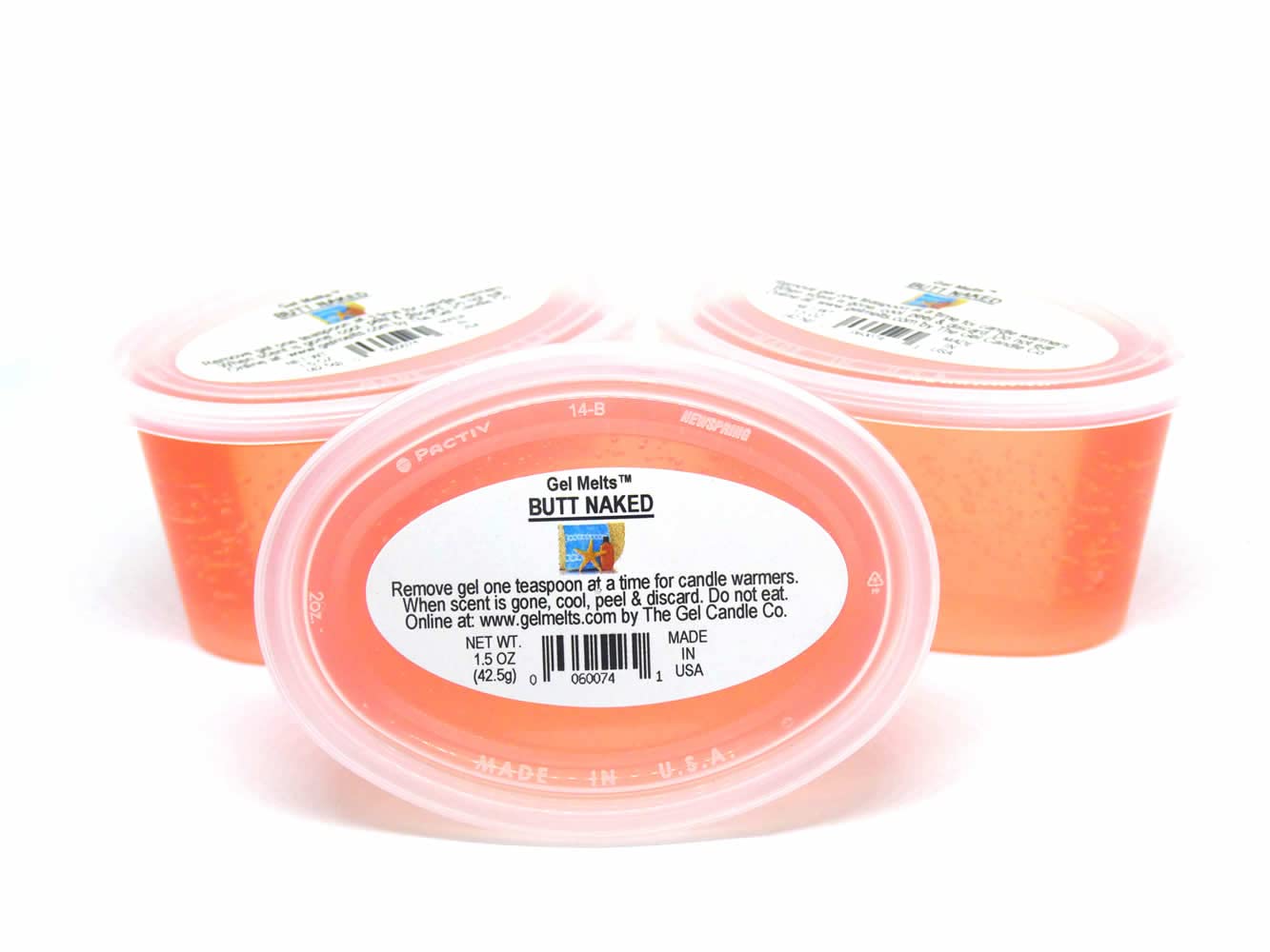 3 Pack of BUTT NAKED Tropical Beach Melon Like Aroma Gel Melts for Warmers and Burners PEEL, MELT, ENJOY