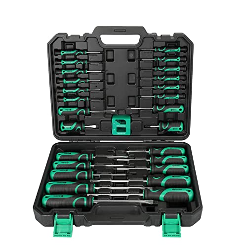 ENGiNDOT Magnetic Screwdriver Set with Storage Case and Magnetizer, 27 piece Bi-material Screwdriver, Including Slotted/Phillips/Torx/Precision Screwdriver for Household Repairs, Home Improvement