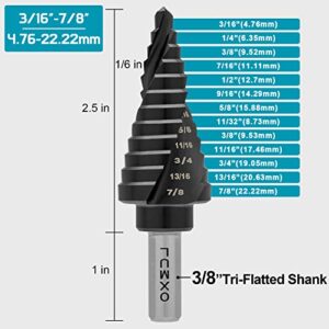 OXMUL M35 Step Drill Bit for Metal, 3/16 to 7/8, Cobalt Bits, Extra-Heavy Duty for Stainless Steel, Hard Steel, Mild Metal, Aluminum, Wood, Industrial Grade, 12-Steps. Co35A2-A