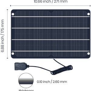 6W Solar Panel, 5V/1A Mini USB Solar Panel,IP67 Waterproof Monocrystalline Module DIY Solar Panel Kit with PET Material for Smart Phone, Small Fans Monitor Outdoor Security Camera