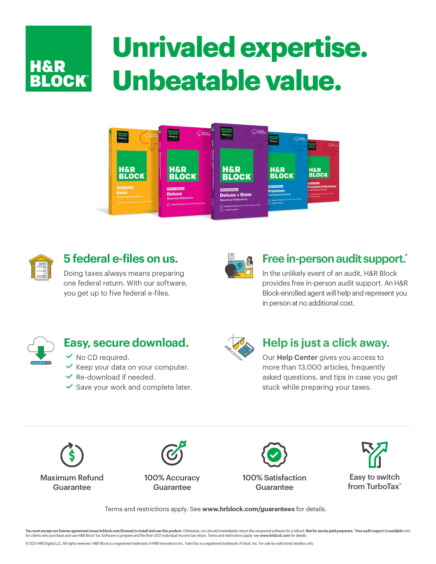 H&R Block Tax Software Premium 2021 Windows [PC Download] [Old Version]