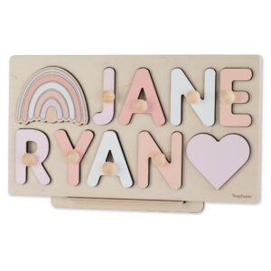 personalized wooden name puzzle with pegs for baby, easter gift for kids, unique christmas gift, 1st birthday present, baby shower, nursery decor, montessori wooden toys, toddler gift