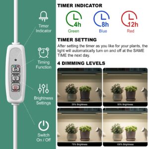 FOXGARDEN Grow Light, Full Spectrum Plant Light Strip for Indoor Plants, 96 LED Bright Grow Lamp with Auto On/Off Timer 4/8/12H, 4 Dimmable Brightness