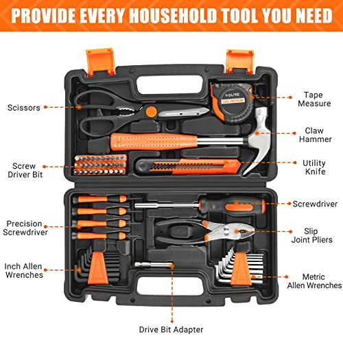 ENGiNDOT Home Tool Kit, 57-Piece Basic Tool kit with Storage Case for Household Repair, Home Improvement and DIY Project