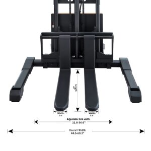 Economy Semi Electric Pallet Stacker 98inch Lifting Height Material Lifter for Warehouse 3300lbs Capacity Straddle Legs with Adjustable Forks