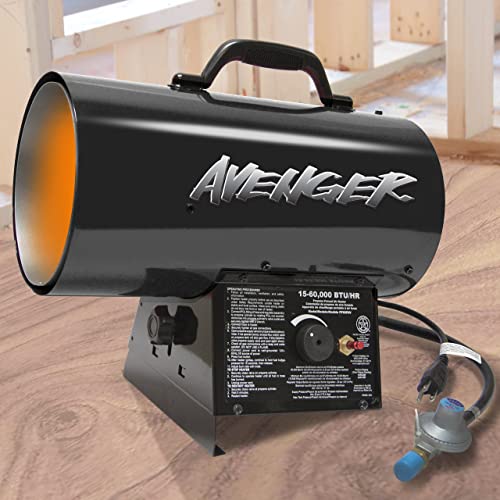 Avenger Portable Forced Air Propane Heater - 60,000 BTU - Model# FBDFA60V-R (Renewed)